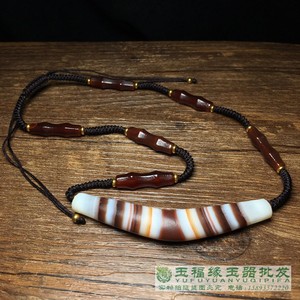 西藏天眼牛角天珠天然缠丝老玛瑙项链吊坠链男女民族风锁骨链颈饰