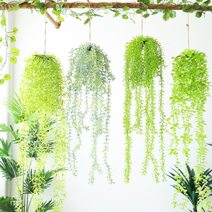仿真清新绿叶吊藤室内餐厅垂挂绿植吊饰幼儿园环创材料植物角装饰