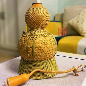 传统编织竹编葫芦手工复古工艺品竹丝编葫芦客厅玄关摆件酒茶w.
