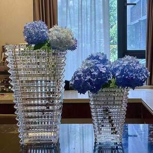北欧风轻奢璀璨水晶玻璃花瓶透明高级感酒店装饰摆件插花水养鲜花