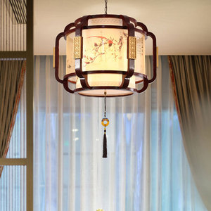 中式吊灯仿古羊皮灯实木别墅客厅餐厅灯古典茶楼大厅包厢木艺灯饰