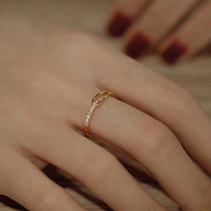 韩国设计师高级感微镶锆石几何戒指女小众轻奢升级版时尚百搭指环