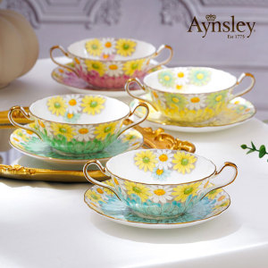Aynsley安斯丽雏菊双耳杯咖啡杯英国轻奢高颜值骨瓷欧式下午茶杯