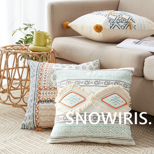 新款简约沙发靠垫套棉线编织布艺抱枕民宿样板间装饰北欧风靠枕