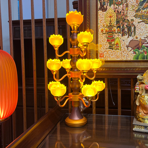 九品莲花灯菩萨佛前供灯家用寺庙27品大供佛灯琉璃led插电长明灯