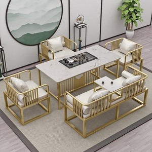 轻奢岩板新中式茶桌茶具套装一体现代简约茶桌椅组合喝茶泡茶桌椅