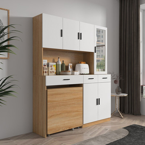 北欧风折叠伸缩餐桌家用收纳柜饭桌隐形餐柜一体多功能餐边桌定制