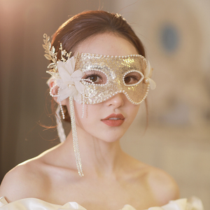 桂花醉酒面具半脸女金色成人情调化妆舞会美女派对公主宴会配饰品