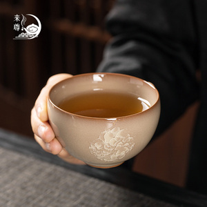 冰花猪油冻主人杯单杯大号陶瓷茶杯茶盏中式茶碗品茗杯子龙泉瓷器
