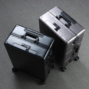 外交官全铝镁合金开口行李箱20寸登机高端旅行箱商务拉杆金属箱子