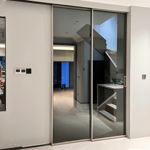 定制极窄边框地轨吊轨厨房推拉门阳台卫生间隔断玻璃门三联动移门