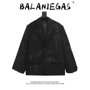 Balaniegas   B家blcg手工涂鸦字母西装外套男女同款宽松休闲西服