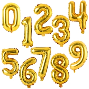 生日数字气球装饰1632寸金色年龄宝宝周岁拍照道具男女孩派对布置