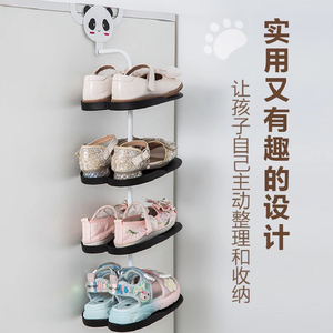 可挂式宝宝小型可拆装可爱卡通创意省空间鞋子收纳架熊猫儿童鞋架