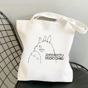 可爱帆布包包女夏日本卡通动漫龙猫TOTORO日系单肩补习手提帆布袋