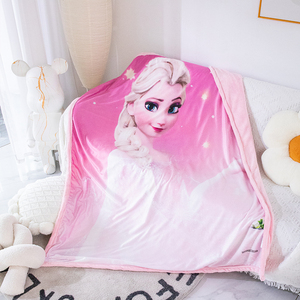 迪士尼冰雪奇缘艾莎公主法莱绒毛毯学生宿舍儿童午睡盖毯双层保暖