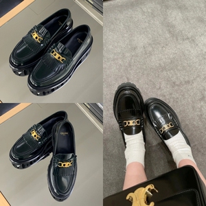 celine赛琳23新款复古经典款百搭皮鞋乐福鞋厚底金属扣女鞋男10人付款