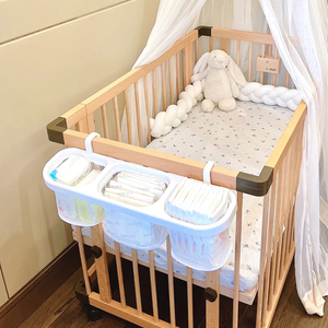 婴儿床挂收纳床边挂篮游戏围栏挂袋置物筐尿不湿尿布台床尾置物架