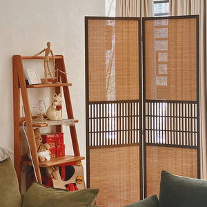 屏风隔断小户型玄关简约中式折室内移动间隔茶室客厅实木竹子屏障