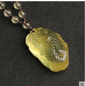 新款麦玲玲吉庆堂吉祥物文昌鱼吊坠考试金榜题名挂件黄水晶锦鲤考