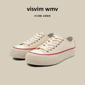 visvim wmv2024新款小白鞋男厚底透气帆布鞋女增高低帮休闲鞋子潮