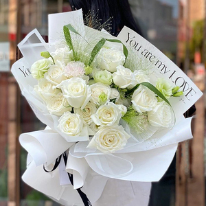 三八妇女节洋桔梗白玫瑰花束鲜花速递同城配送上海北京南京送女友