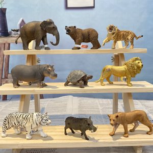 法国papo思L野生动物狮子河马大象大老虎棕熊猫老虎猎豹模型玩具