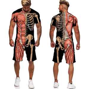 Skeleton 3D Printed T-Shirt Shorts Set骨骼3D印花 T恤短裤套装