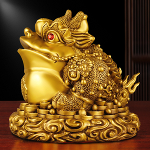 金蝉招财摆件纯铜如意三脚霸王金蟾办公室客厅聚财装饰工艺品礼物