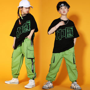 六一儿童表演服男童中国风街舞嘻哈套装女孩爵士舞演出服学生班服