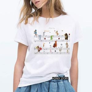 Zoo Concert T-shirt夏季新品时尚有趣的动物园音乐会印花女士T恤