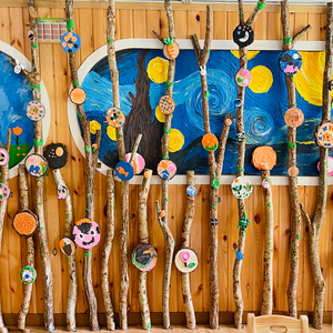 天然带皮实木干树枝枯树干枝隔断屏风装饰幼儿园画室背景墙造型