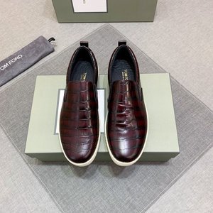 tomford/汤姆福特新款男士懒人套脚一脚蹬休闲运动皮鞋男鞋