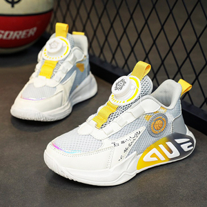 彪马联名男童鞋春季2024新款儿童运动鞋网面透气旋转纽扣篮球鞋中