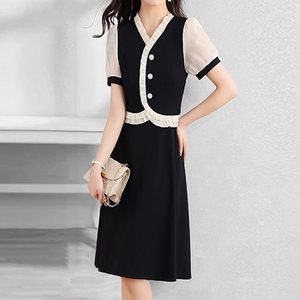 GIFISHLOW香港国际女装2024夏季新款复古文艺雪纺裙高档品牌短裙