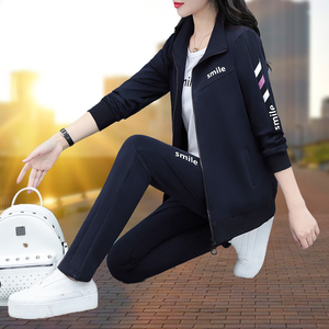 安踏冰壳春春季女款运动服套装2023年秋天新款宽松妈妈跑步开衫休