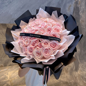 粉红玫瑰花束送女友闺蜜生日鲜花速递同城北京上海全国配送花店