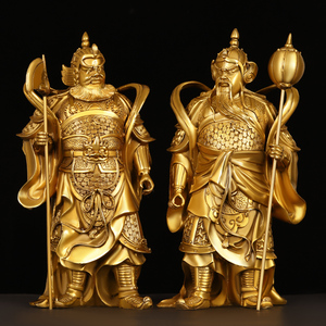 铜门神铜像摆件家居客厅桌面堂口供养创意摆放黄铜吉祥门神一对