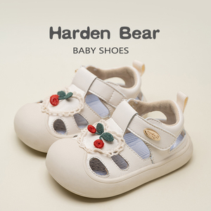 哈登熊女宝宝公主鞋包头凉鞋夏季新款婴儿软底学步鞋透气防滑镂空