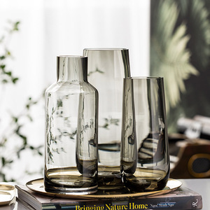 进口正品MUJIΕ北欧现代花瓶客厅餐桌轻奢透明花瓶水养插花饰摆件