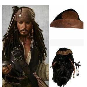 加勒比海盗杰克船长cosplay节服装海盗假发胡子万圣4帽子电影jack