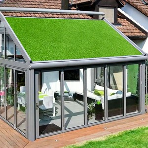 阳光房玻璃顶遮阳网草坪房仿真遮阳顶帘布隔热板房顶玻璃顶棚材料