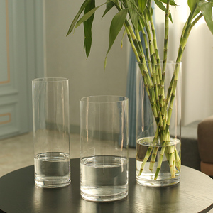 大号玻璃花瓶透明客厅插花水养富贵竹雪柳马醉木百合玫瑰家用花器