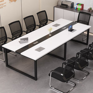 白色会议桌长桌简约现代会议室办公桌椅组合洽谈桌子工位桌工作台