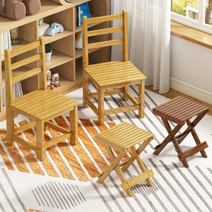 简易实木小凳子家用儿童靠背小椅子学生木凳结实耐用出租房用矮凳
