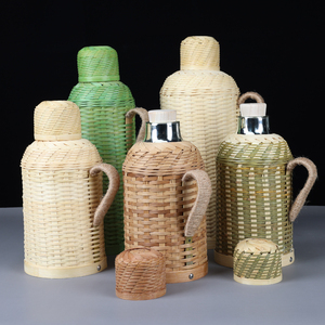 竹编热水瓶整套复古传统玻璃内胆保温壶木塞暖壶大容量茶室暖壶
