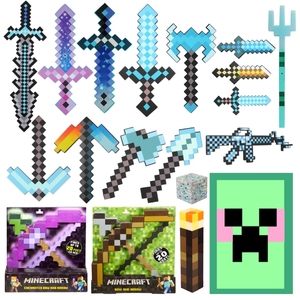 Minecraft我的世界游戏周边玩具模型塑料武器盾牌泡沫钻石剑镐斧