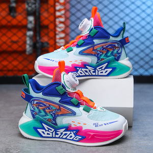 李宁02联名童鞋空袭low篮球鞋青少年男童中大童鞋子夏季减震回弹运