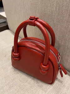 复古红色手提包包女2024新款小众设计贝壳形单肩包时尚百搭斜挎包