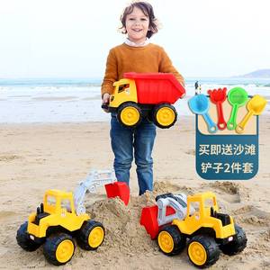 沙滩车四轮越野儿童特大号挖掘机工程车大型挖土推土机玩具车男孩